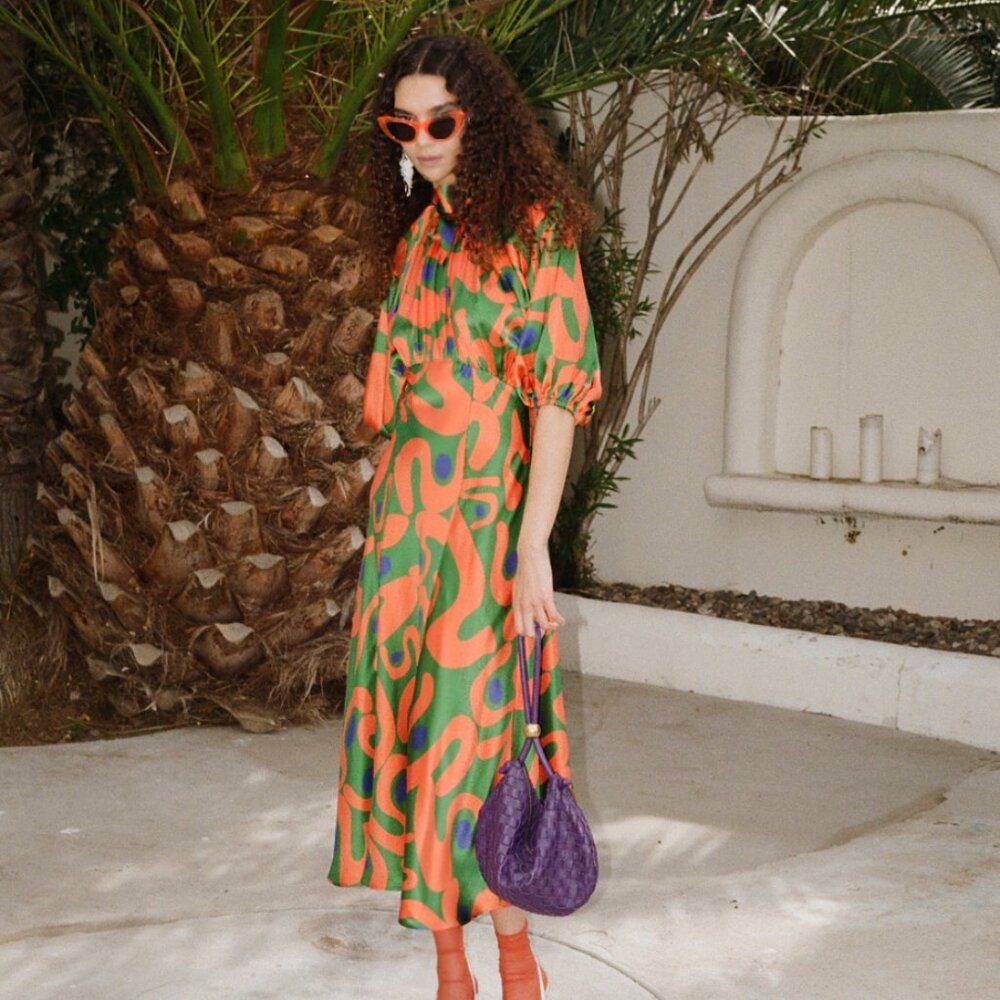 Edith dress in mondo graffiti silk SIZE M